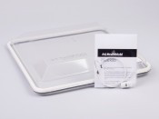 AC DraftShield comes with a single and double hook lanyard with a cord lock to secure the cover to the AC grille